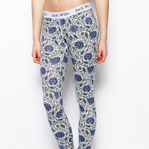 ASOS Jack Wills Underwear Leggings White with Purple Flowers US Size 4
